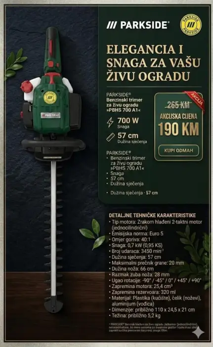 Slika oglasa PARKSIDE® Benzinski trimer za živu ogradu »PBHS 700 A1«, 700 W,